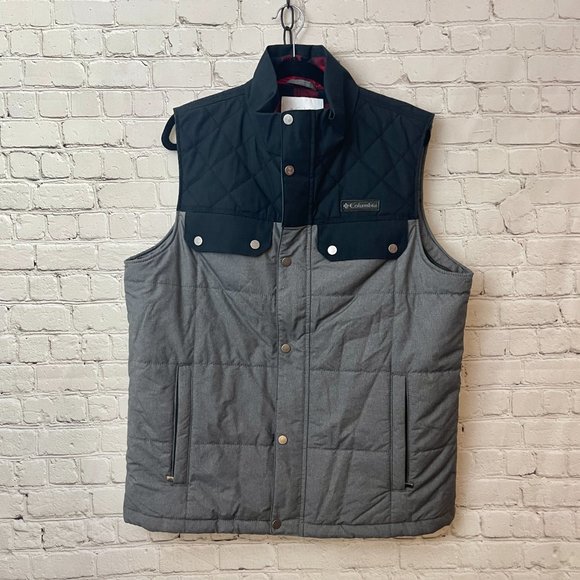 **SOLD** NWOT Columbia Ridgestone Puffer Vest in Gray and Blue w Flannel medium - Picture 2 of 8